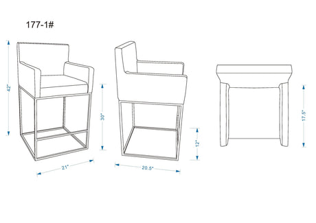 Ambassador Barstool in Cream and Black by Manhattan Comfort at Eve Furniture