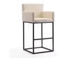 Ambassador Barstool in Cream and Black by Manhattan Comfort at Eve Furniture