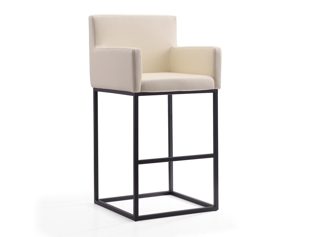 Ambassador Barstool in Cream and Black by Manhattan Comfort at Eve Furniture