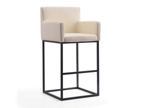 Ambassador Barstool in Cream and Black by Manhattan Comfort at Eve Furniture