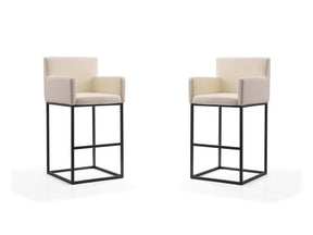 Ambassador Barstool in Cream and Black (set of 2) by Manhattan Comfort at Eve Furniture