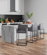 Ambassador Barstool in Grey and Black (set of 2) by Manhattan Comfort at Eve Furniture