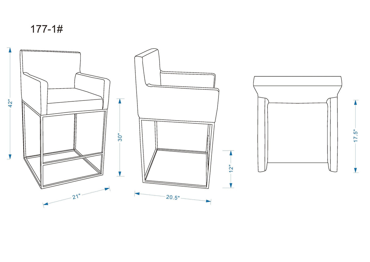Ambassador Barstool in Grey and Black (set of 2) by Manhattan Comfort at Eve Furniture
