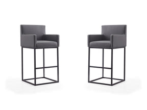 Ambassador Barstool in Grey and Black (set of 2) by Manhattan Comfort at Eve Furniture