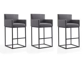Ambassador Barstool in Grey and Black (set of 3) by Manhattan Comfort at Eve Furniture