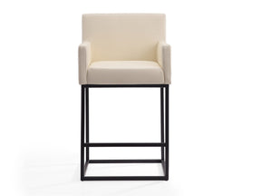 Ambassador Counter Stool in Cream and Black by Manhattan Comfort at Eve Furniture