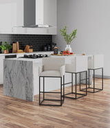 Ambassador Counter Stool in Cream and Black (set of 2) by Manhattan Comfort at Eve Furniture