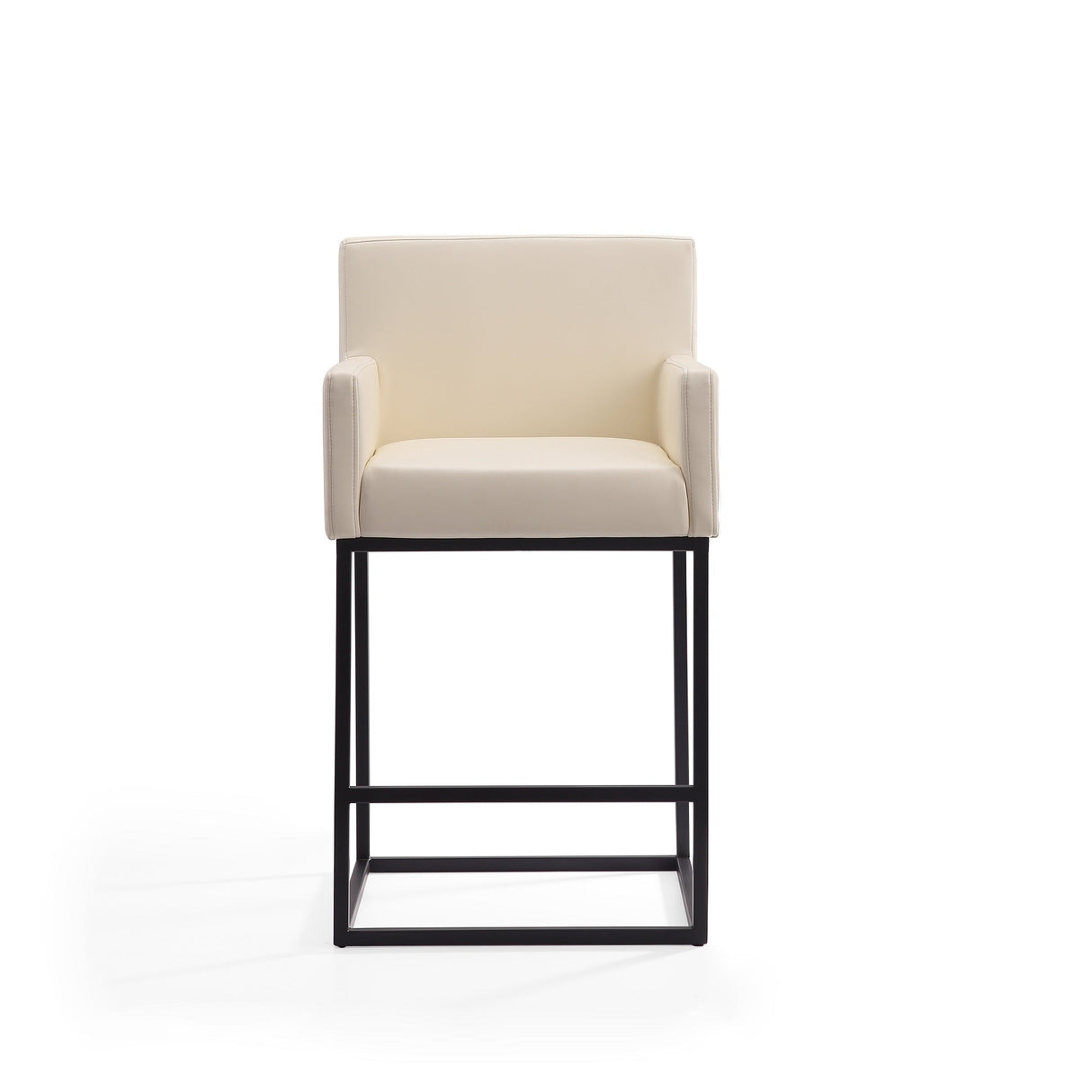 Ambassador Counter Stool in Cream and Black (set of 2) by Manhattan Comfort at Eve Furniture