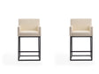 Ambassador Counter Stool in Cream and Black (set of 2) by Manhattan Comfort at Eve Furniture