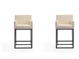 Ambassador Counter Stool in Cream and Black (set of 2) by Manhattan Comfort at Eve Furniture