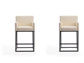 Ambassador Counter Stool in Cream and Black (set of 2) by Manhattan Comfort at Eve Furniture