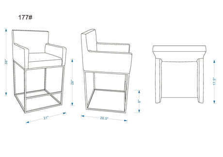 Ambassador Counter Stool in Cream and Black (set of 3) by Manhattan Comfort at Eve Furniture