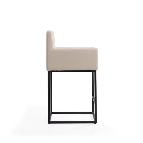 Ambassador Counter Stool in Cream and Black (set of 3) by Manhattan Comfort at Eve Furniture