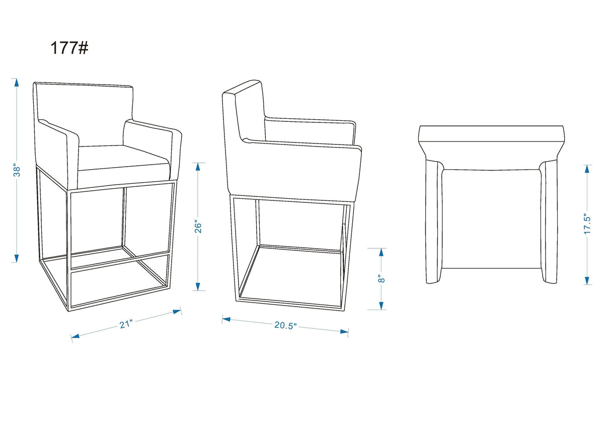 Ambassador Counter Stool in Cream and Black (set of 3) by Manhattan Comfort at Eve Furniture