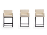 Ambassador Counter Stool in Cream and Black (set of 3) by Manhattan Comfort at Eve Furniture