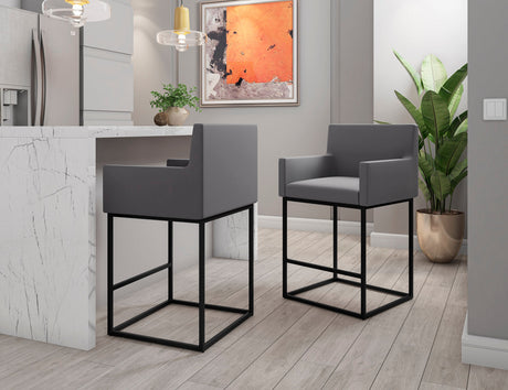 Ambassador Counter Stool in Grey and Black (set of 2) by Manhattan Comfort at Eve Furniture