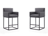 Ambassador Counter Stool in Grey and Black (set of 2) by Manhattan Comfort at Eve Furniture