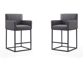 Ambassador Counter Stool in Grey and Black (set of 2) by Manhattan Comfort at Eve Furniture