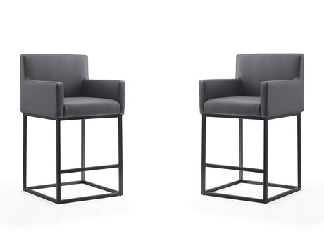 Ambassador Counter Stool in Grey and Black (set of 2) by Manhattan Comfort at Eve Furniture