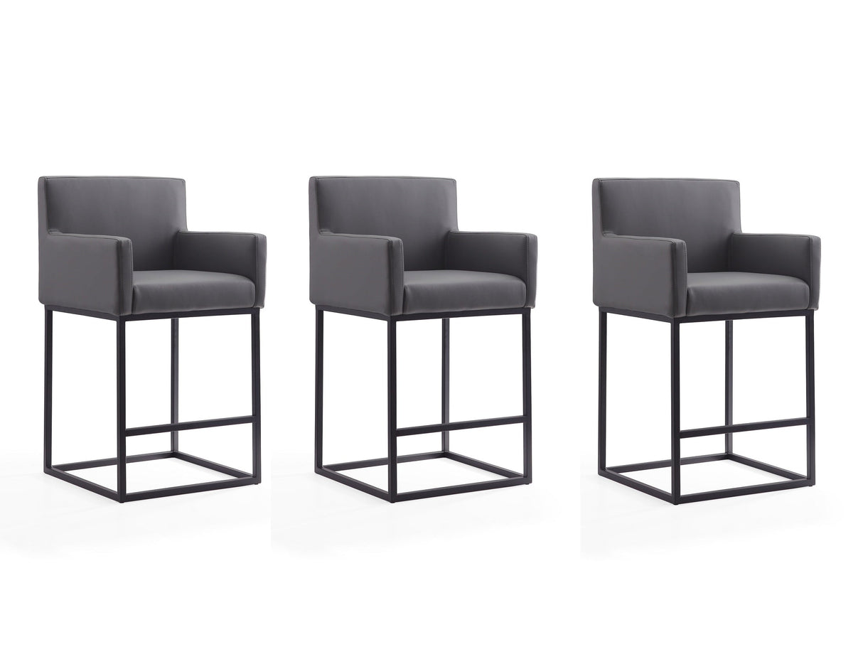 Ambassador Counter Stool in Grey and Black (set of 3) by Manhattan Comfort at Eve Furniture