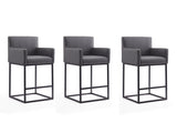 Ambassador Counter Stool in Grey and Black (set of 3) by Manhattan Comfort at Eve Furniture