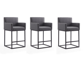 Ambassador Counter Stool in Grey and Black (set of 3) by Manhattan Comfort at Eve Furniture