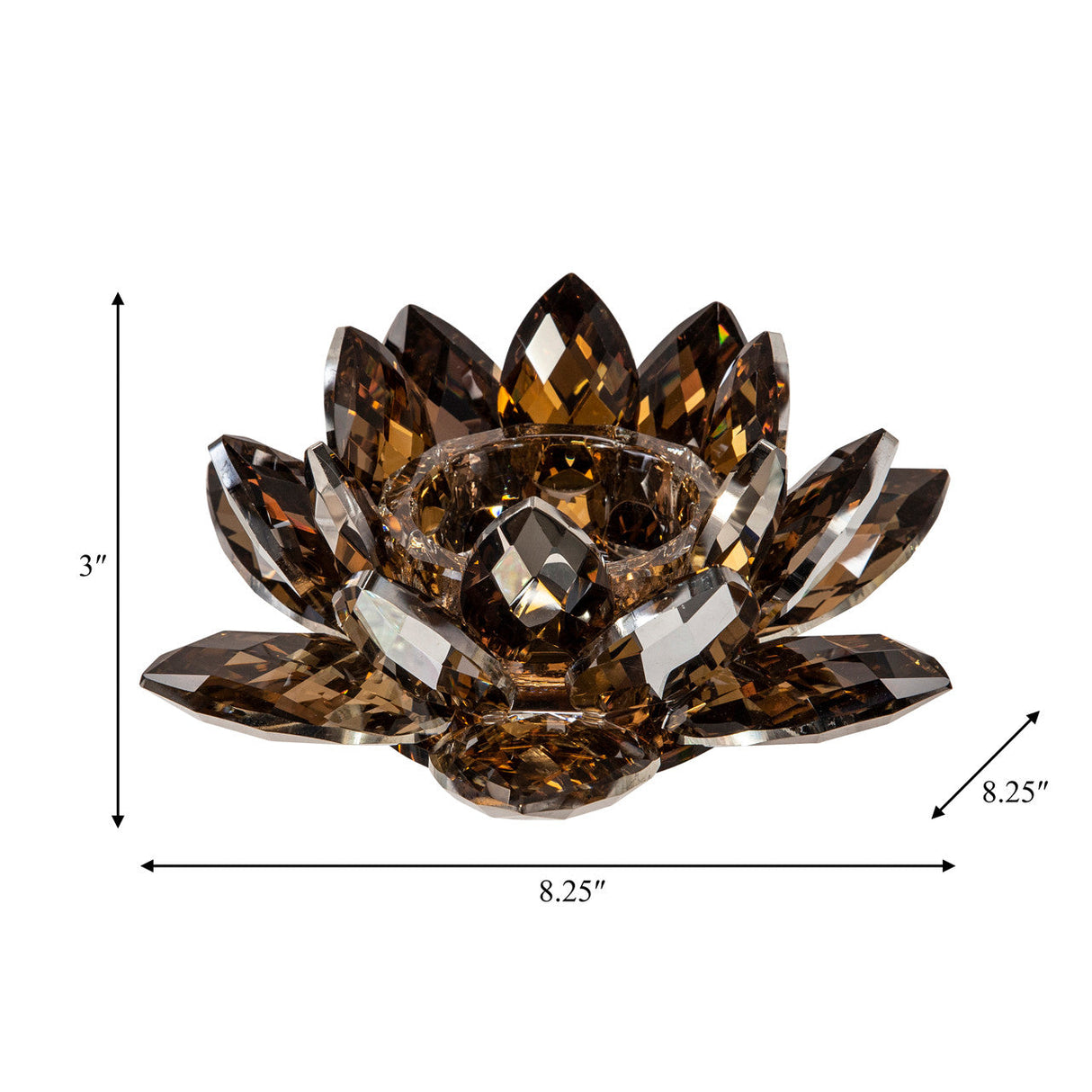 Amber Crystal Lotus Votive Holder 8.25"