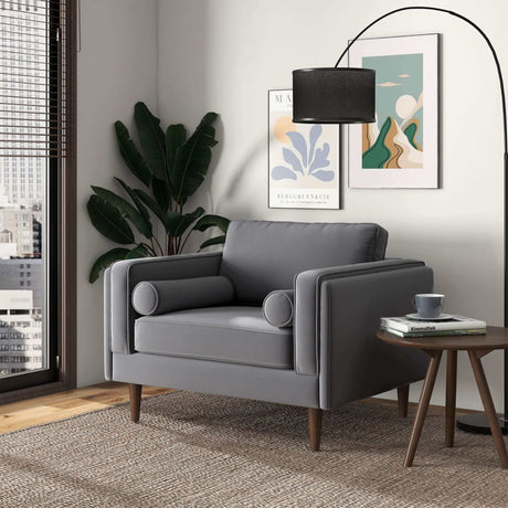 Amber Grey Velvet Lounge Chair by Ashcroft Furniture at Eve Furniture