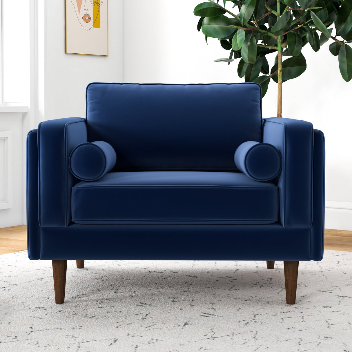 Fordham Navy Blue Velvet Lounge Chair