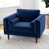 Fordham Navy Blue Velvet Lounge Chair