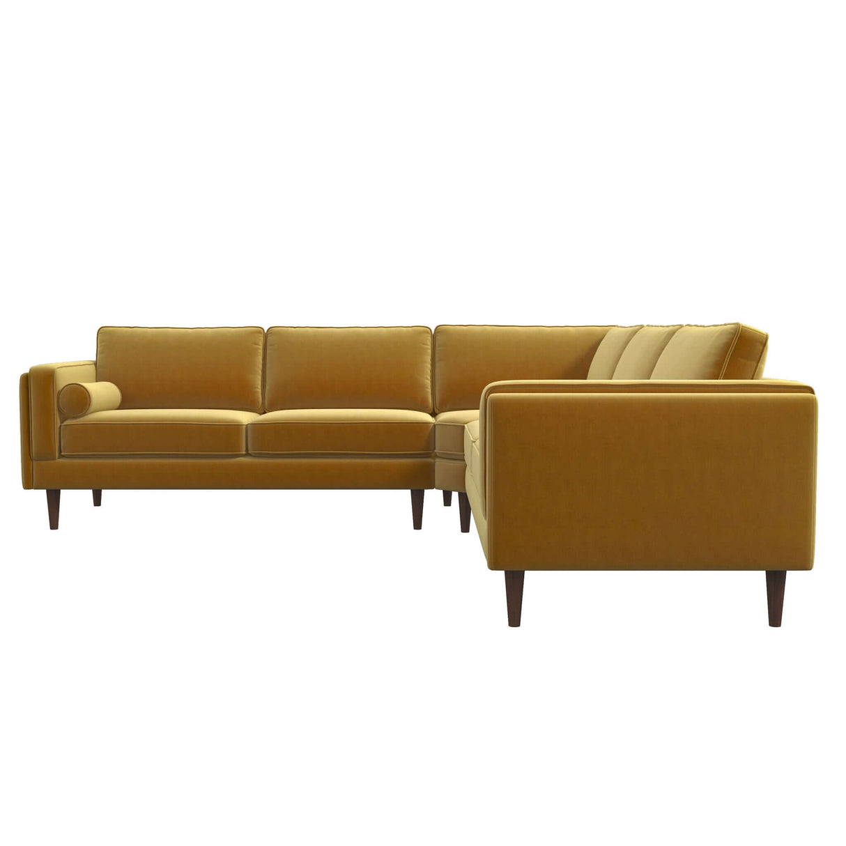 Amber Mid-Century Modern Corner Sectional Sofa Burnt Orange / Velvet