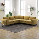 Amber Mid-Century Modern Corner Sectional Sofa Teal / Velvet