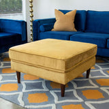 Amber Mid-Century Modern Square Upholstered Ottoman Burnt Orange Velvet
