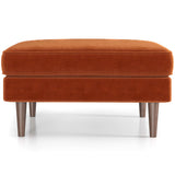 Fordham Burnt Orange Velvet Square Upholstered Ottoman