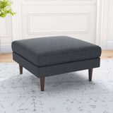 Amber Mid-Century Modern Square Upholstered Ottoman Dark Grey Linen
