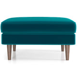 Fordham Teal Velvet Square Upholstered Ottoman