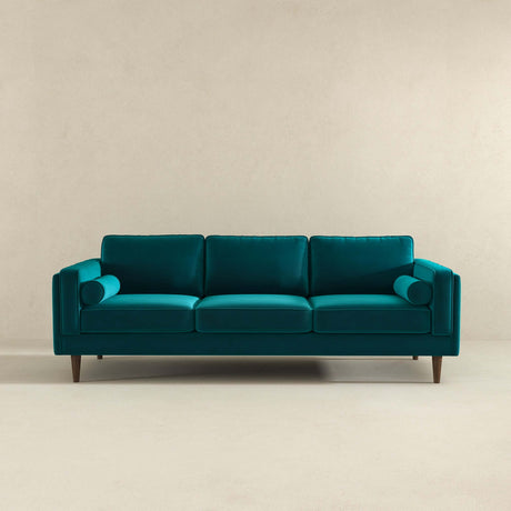 Amber Mid Century Modern Teal Luxury Modern Velvet Sofa