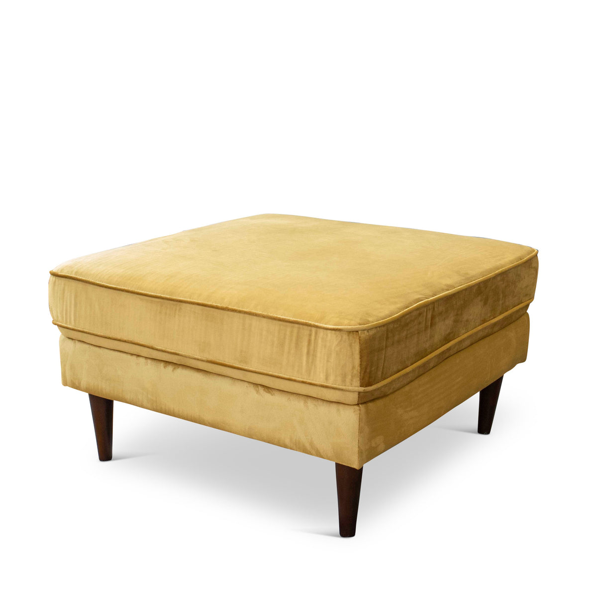 Amber Square Upholstered Ottoman (Yellow Velvet) by Ashcroft Furniture at Eve Furniture