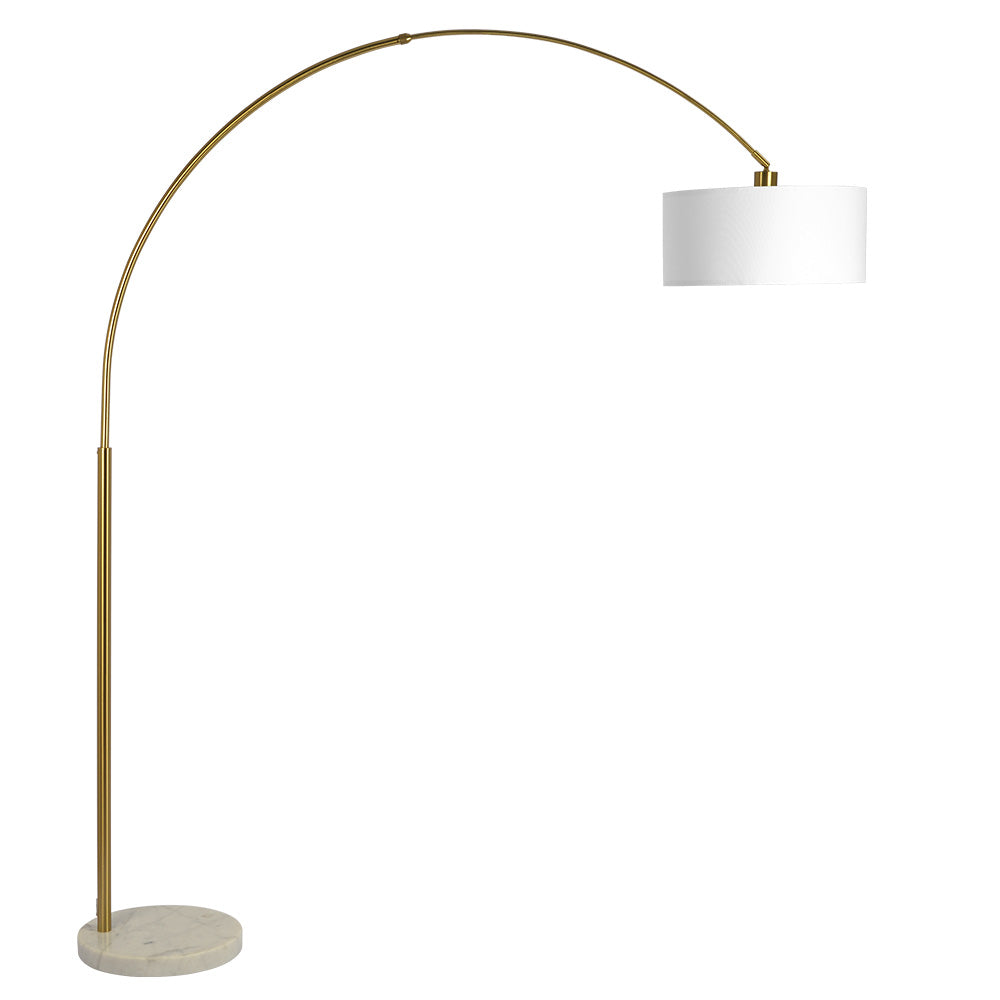 Ambient Arch Gold Brass Floor Lamp with Large Linen Shade