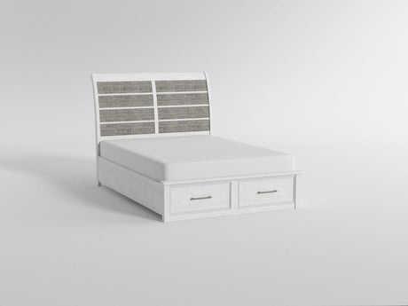Ambrose Antique White & Gray California King Platform Bed with Footboard Storage by Homelegance at Eve Furniture