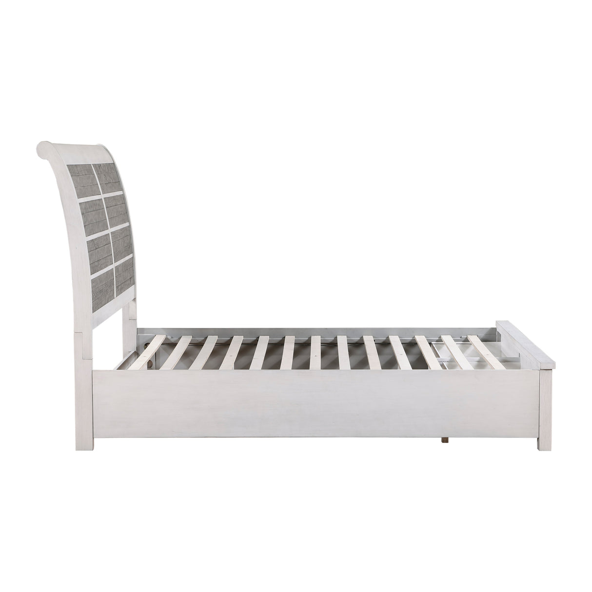 Ambrose Antique White & Gray California King Platform Bed with Footboard Storage by Homelegance at Eve Furniture