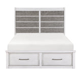 Ambrose Antique White & Gray California King Platform Bed with Footboard Storage by Homelegance at Eve Furniture