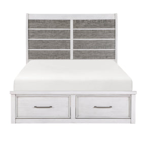 Ambrose Antique White & Gray California King Platform Bed with Footboard Storage by Homelegance at Eve Furniture