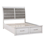 Ambrose Antique White/Gray Eastern King Platform Bed with Footboard Storage by Homelegance at Eve Furniture