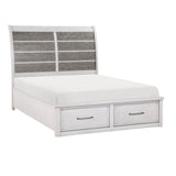 Ambrose Antique White/Gray Eastern King Platform Bed with Footboard Storage by Homelegance at Eve Furniture