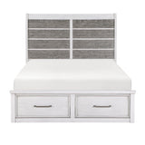 Ambrose Antique White/Gray Queen Platform Bed with Footboard Storage by Homelegance at Eve Furniture