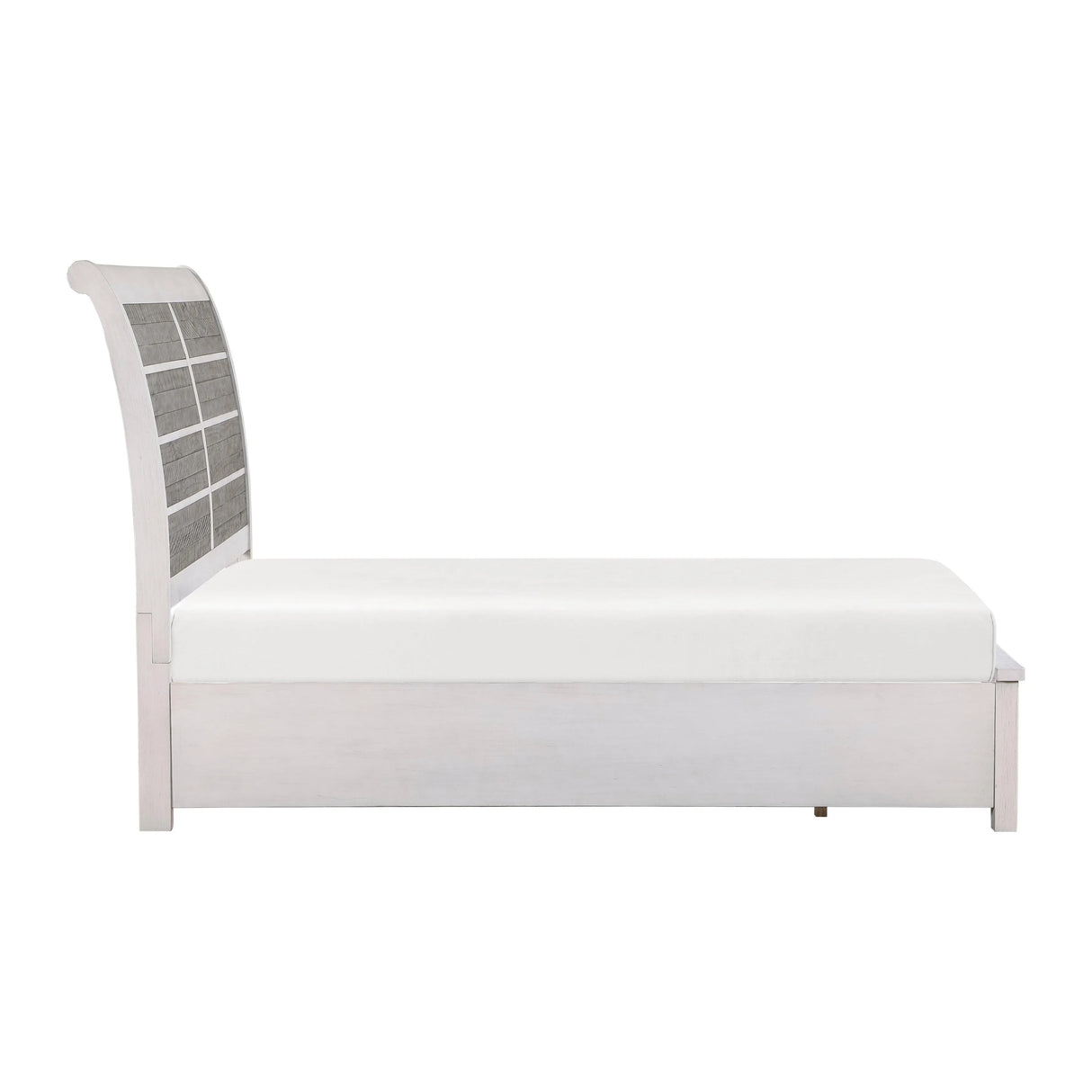 Ambrose Antique White/Gray Queen Platform Bed with Footboard Storage by Homelegance at Eve Furniture