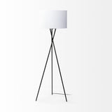 Ambrose Black Metal W/White Fabric Shade Floor Lamp by Mercana at Eve Furniture