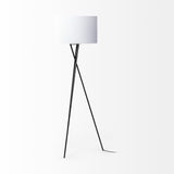 Ambrose Black Metal W/White Fabric Shade Floor Lamp by Mercana at Eve Furniture