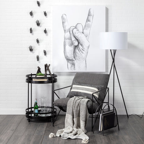 Ambrose Black Metal W/White Fabric Shade Floor Lamp by Mercana at Eve Furniture